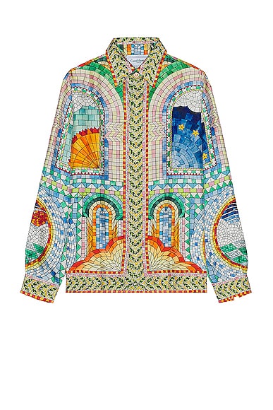 Casablanca Long Sleeve Silk Shirt in Mosaic De Damas