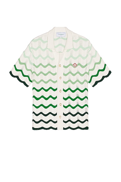 Casablanca Gradient Wave Texture Shirt in Green & White
