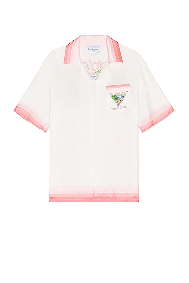 Shop Casablanca Cuban Collar Short Sleeve Shirt In Tennis Club Icon