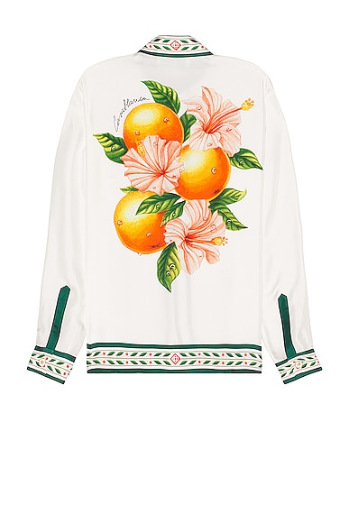 Casablanca Classic Collar Long Sleeve Shirt in Oranges En Fleur