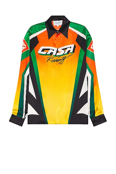 Shop Casablanca Classic Collar Long Sleeve Shirt In Casa Moto Sport
