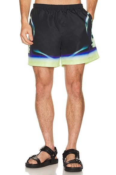 Sporchid Black Printed Swim Shorts