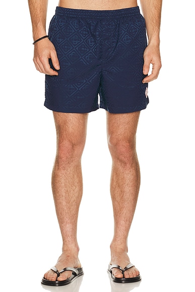 Casablanca Monogram Jacquard Swim Shorts in Navy