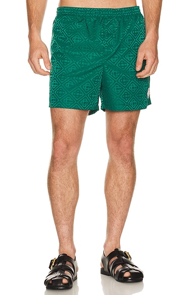 Casablanca Monogram Jacquard Swim Shorts in Green