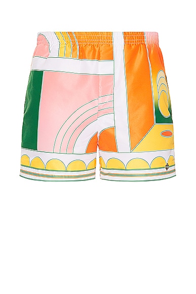 Casablanca Printed Swim Shorts In Orange
