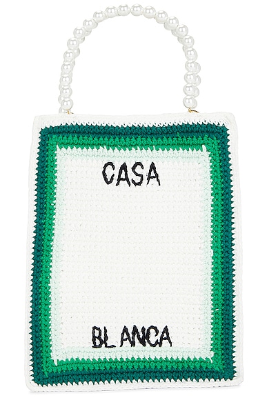 Casablanca Cotton Mini Crochet Bag in Green & Multi