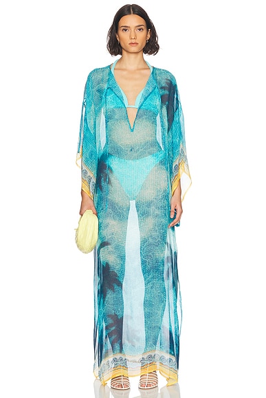 Casablanca Lightweight Kaftan in Caustics Emblem