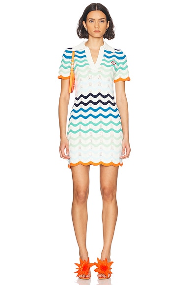 Casablanca Wavy Crochet Dress in Wave
