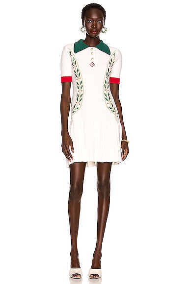 Casablanca Laurel Leaf Tennis Dress in Ivory