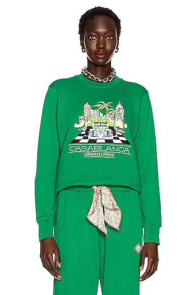 Casablanca Large Embroidered Finish Line Sweatshirt in Green