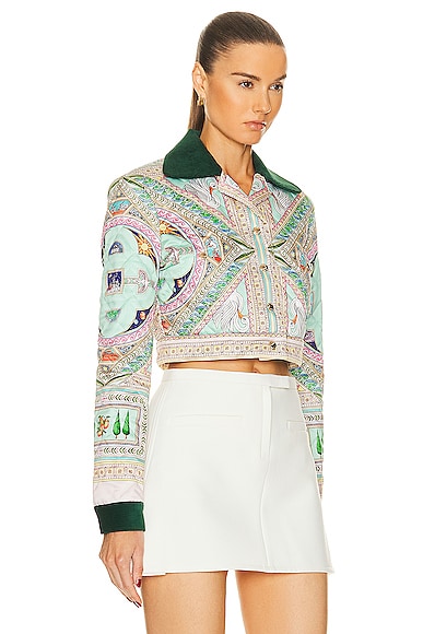 Shop Casablanca Quilted Cropped Jacket In Le Labirynthe