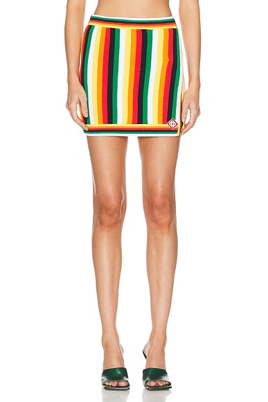 Shop Casablanca Striped Towelling Skirt In Multi
