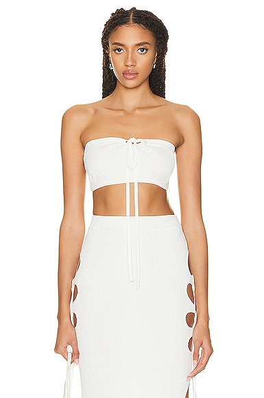 Casablanca Cut Out Ribbed Bralette in White