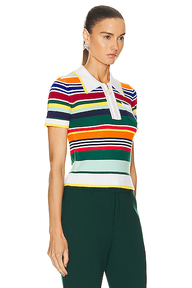Shop Casablanca Short Sleeve Polo Shirt In Multi