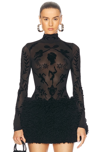 Casablanca Devore Bodysuit in Black