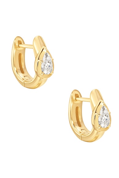 Carbon & Hyde Pear Solis Chubby Huggie Earrings in 14k Yellow Gold