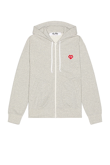COMME des GARCONS PLAY Invader Hooded Sweatshirt in Grey