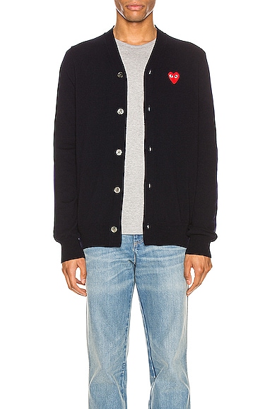 Lambswool Cardigan with Red Emblem