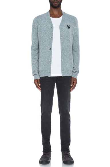Lambswool Cardigan with Black Emblem