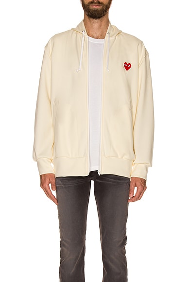 Zip Poly Hoodie with Red Emblem