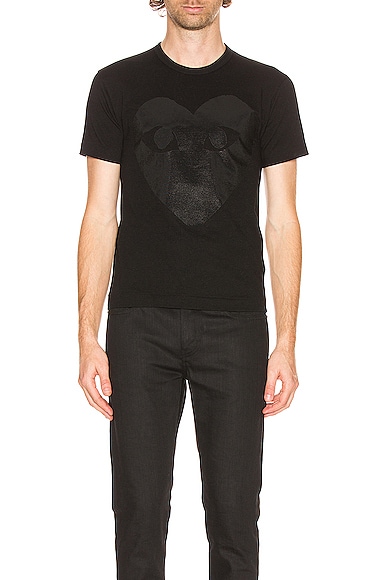 COMME des GARCONS PLAY Printed Heart Cotton Tee in Black