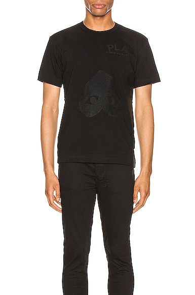 Comme Des Garcons PLAY Flipped Heart Cotton Tee in Black
