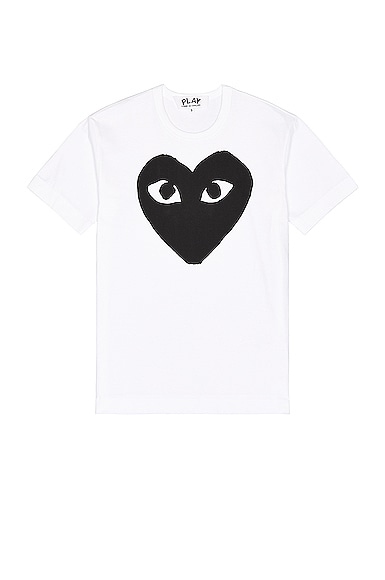 Comme Des Garcons PLAY Emblem Cotton Tee in White