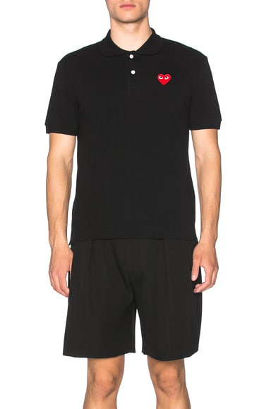Cotton Polo with Red Emblem