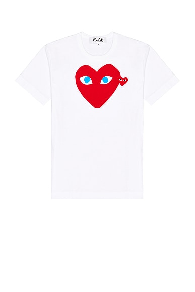 COMME des GARCONS PLAY Red Emblem Cotton Tee in White