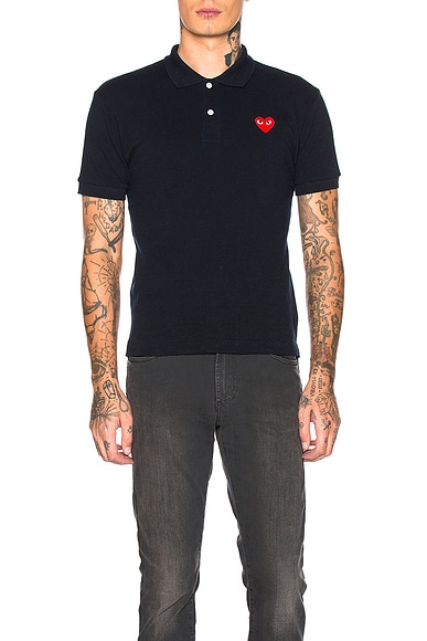 Cotton Polo with Red Emblem