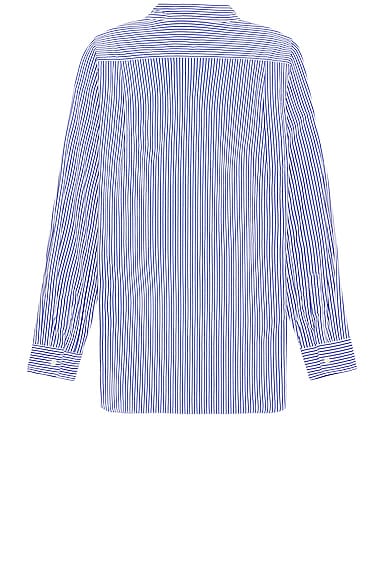 Shop Comme Des Garçons Play Invader Stipe Shirt In Blue & White