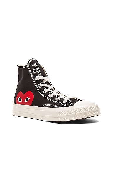 COMME des GARCONS PLAY Converse Large Emblem High Top Canvas Sneakers in  Black | FWRD