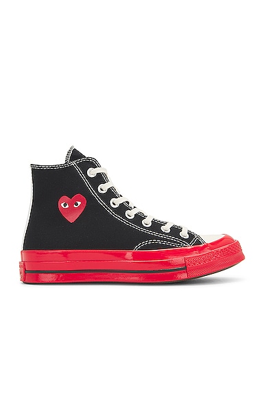 Comme Des Garcons PLAY Converse Red Sole High Top in Black