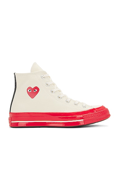Comme Des Garcons PLAY Converse Red Sole High Top in Cream