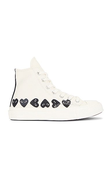 COMME des GARCONS PLAY Converse Multi Heart High Top in Beige