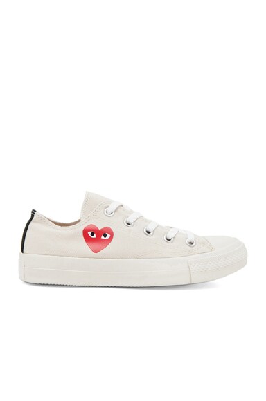 COMME des GARCONS PLAY Converse Canvas Sneakers in White & Red | FWRD