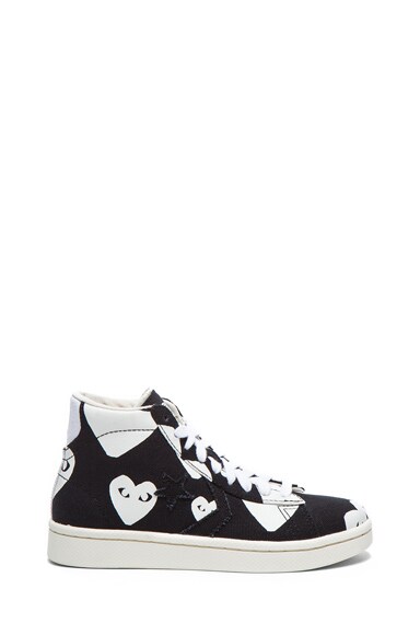 Comme Des Garcons PLAY High Top Canvas Sneakers in Black & White | FWRD