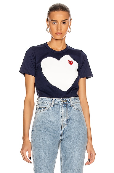 Comme Des Garcons PLAY Tee in Navy