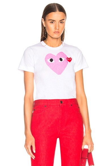 cdg pink heart t shirt