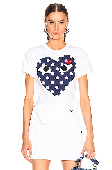 COMME des GARCONS PLAY Logo Emblem Tee in White