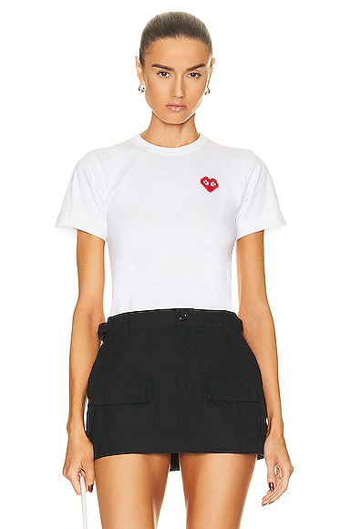 Comme Des Garçons Play White Invader Edition T-shirt In White