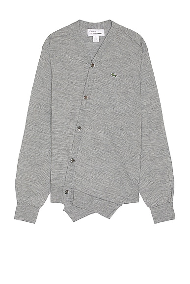 Comme Des Garçons Shirt X Lacoste Cardigan In Grey