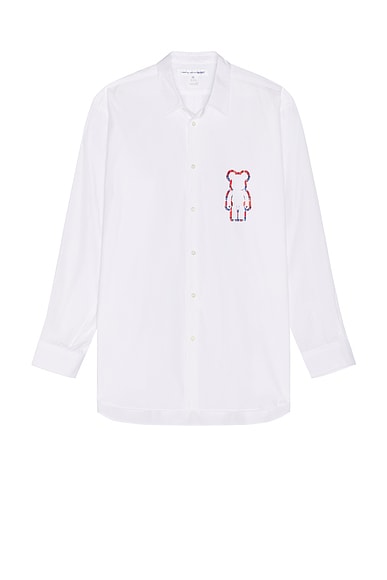 COMME des GARCONS SHIRT x BearBrick Digital Print Shirt in White & Check