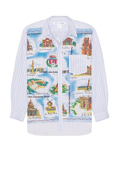COMME des GARCONS SHIRT Wide Classic Landmark Shirt in Stripe & Mix