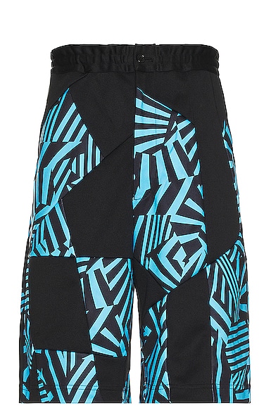 Comme Des Garçons Homme Deux Panelled-design Bermuda Shorts In 1 Blk X Blue/blk