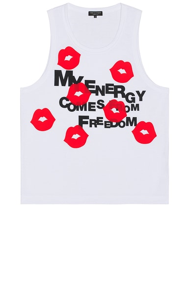 COMME des GARCONS Homme Plus Lip Tank in White & Red
