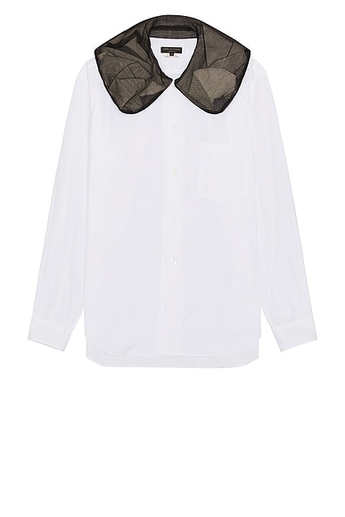 COMME des GARCONS Homme Plus Broad And Tulle Shirt in White, Black, & Cream