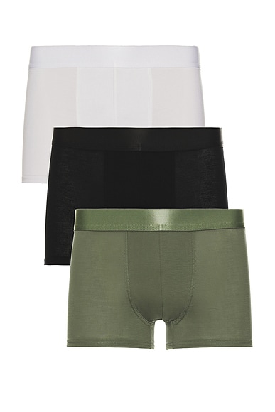 CDLP 3 X Boxer Trunks in Black, White, & Sage