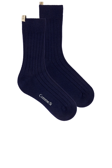Comme Si The Cashmere Sock in Navy