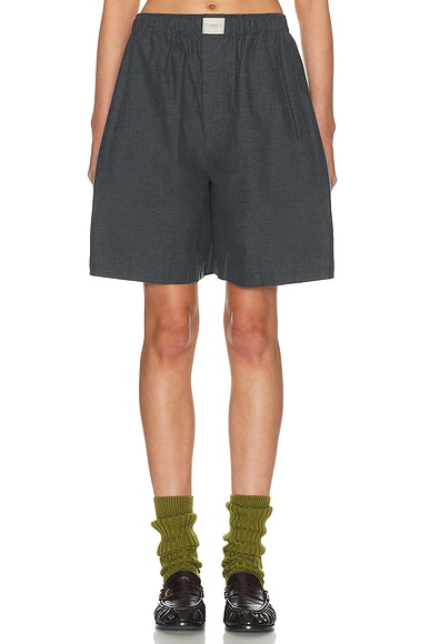 Comme Si La Boxer Bermuda Flannel Short in Dark Grey Twill